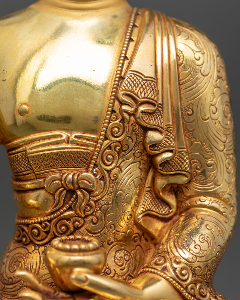 Shakyamuni Buddha Meditation Sculpture | Gold Plated Himalayan Art