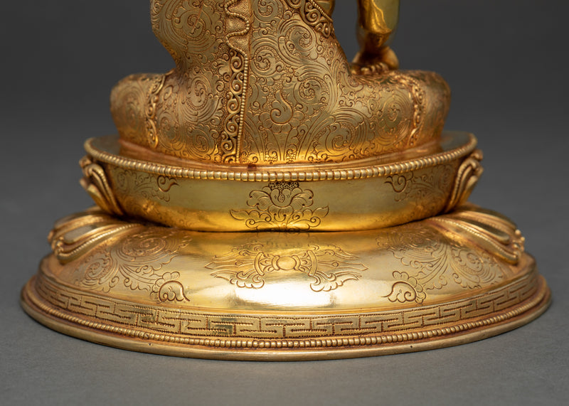 Shakyamuni Buddha Meditation Sculpture | Gold Plated Himalayan Art