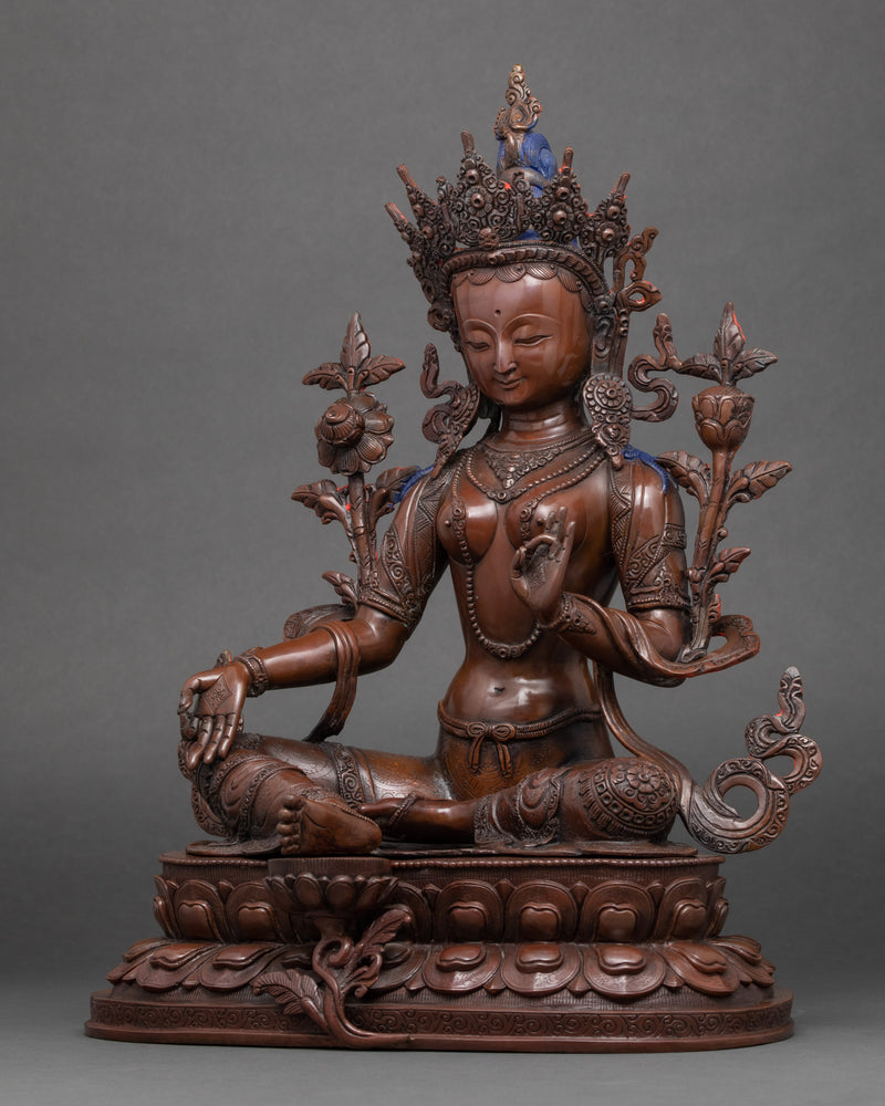 Green Tara Nepal Sculpture | Female Buddha Art