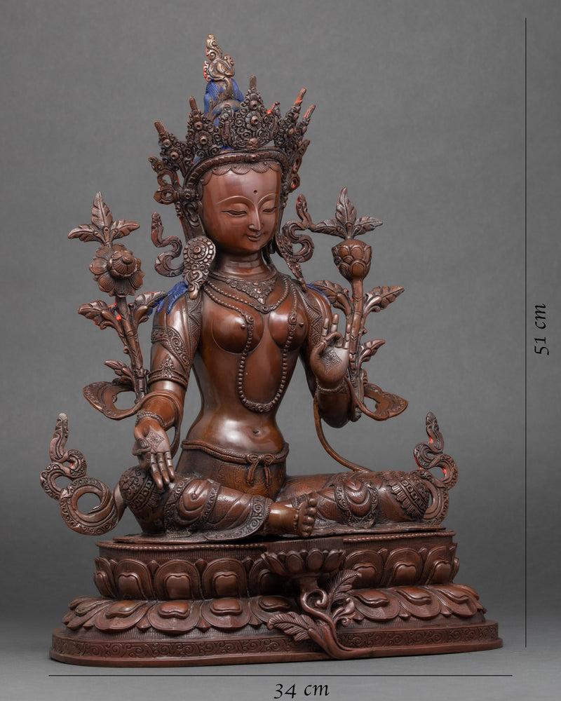 Green Tara Nepal Sculpture | Female Buddha Art