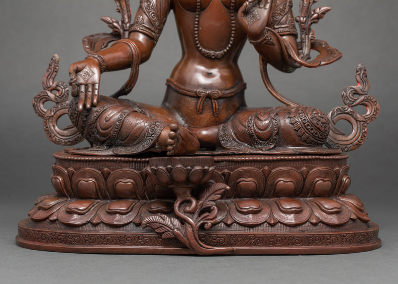 Green Tara Nepal Sculpture | Female Buddha Art