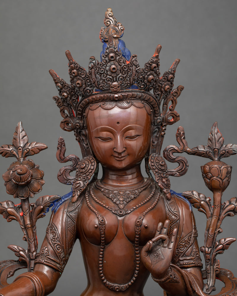 Green Tara Nepal Sculpture | Female Buddha Art