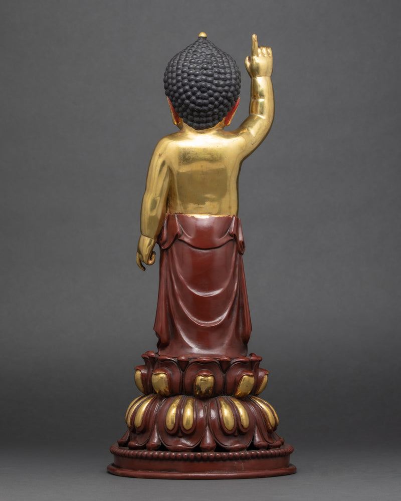 Standing Shakyamuni Buddha Sculpture | 24K Gold Hand Carved Statue