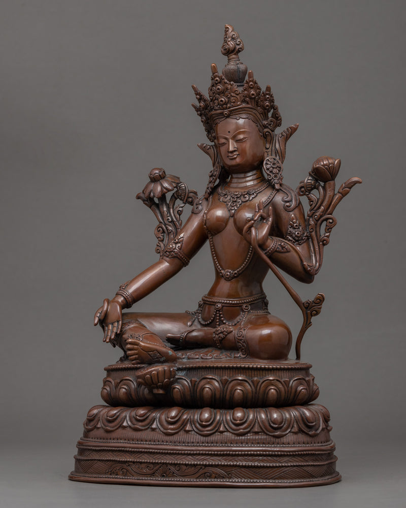 Goddess Green Tara Sculpture | Traditional Himalayan Art