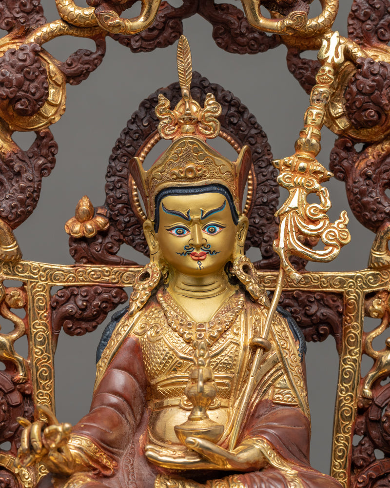 Sculpture of Guru Rinpoche | Rare Throne Artwork