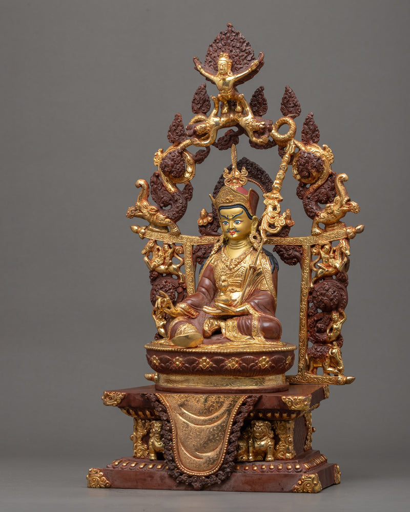 Sculpture of Guru Rinpoche | Rare Throne Artwork