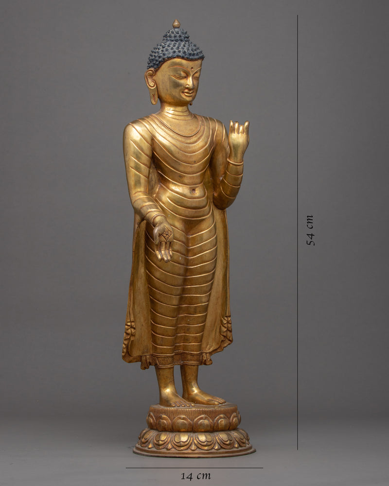 Standing Buddha Shakyamuni Sculpture | Gold Glided Artwork