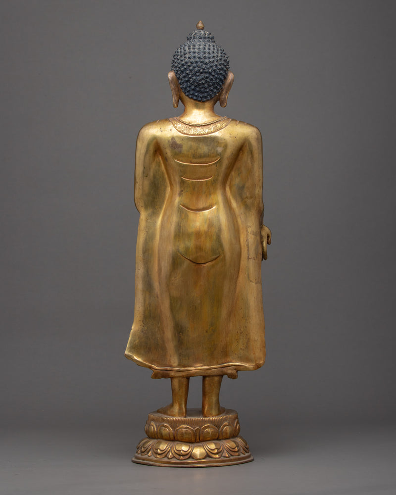 Standing Buddha Shakyamuni Sculpture | Gold Glided Artwork