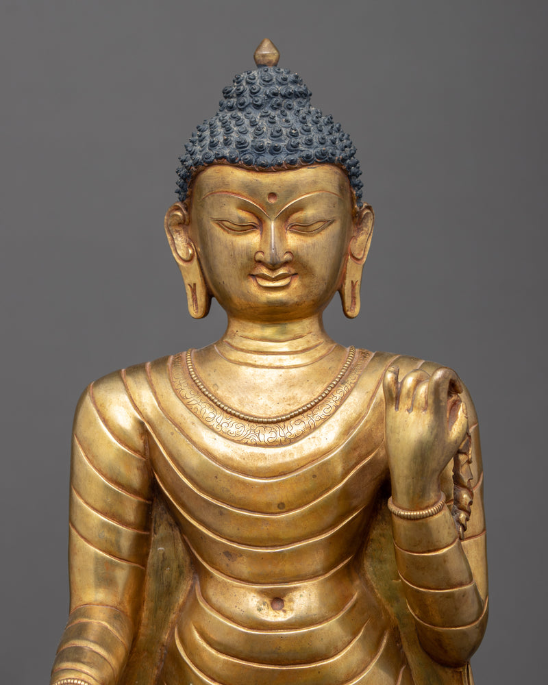 Standing Buddha Shakyamuni Sculpture | Gold Glided Artwork