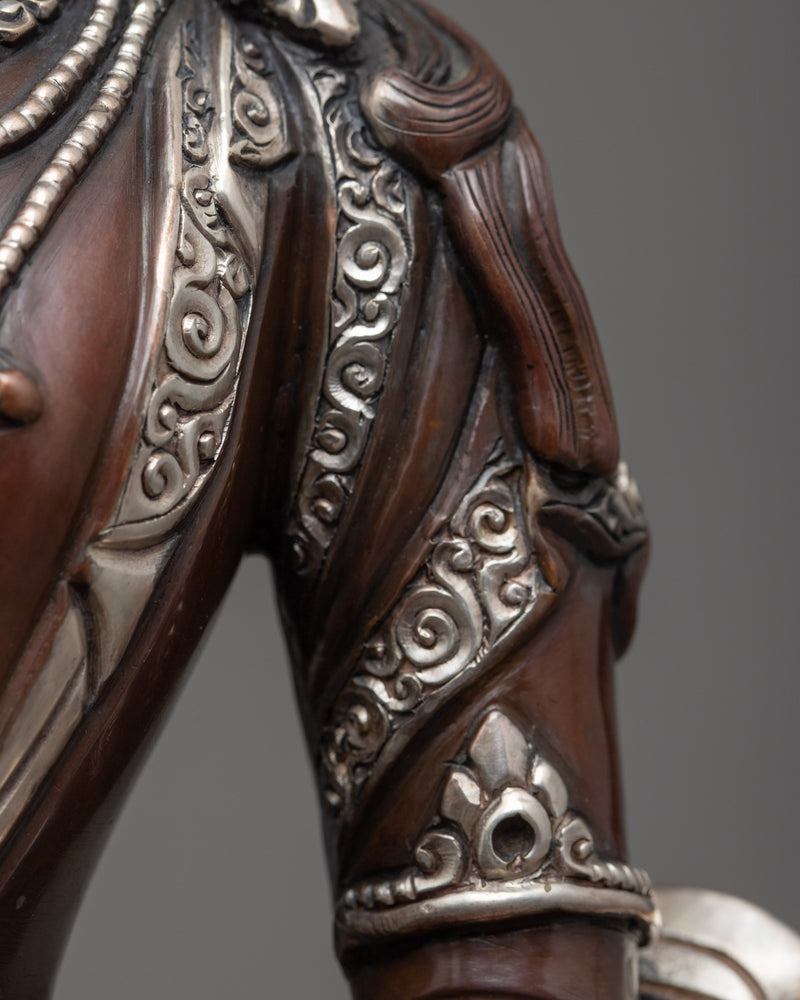 Buddha Amitayus Sculpture | Tibetan Art Plated with Silver