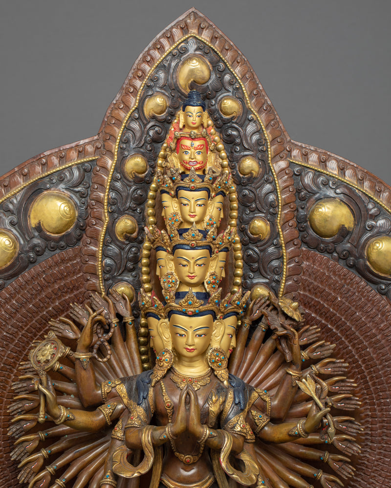 1000 Arm Chenrezig Statue | Hand-Carved Buddhist Artwork