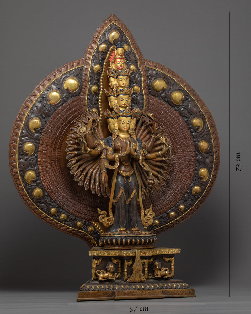 1000 Arm Chenrezig Statue | Hand-Carved Buddhist Artwork