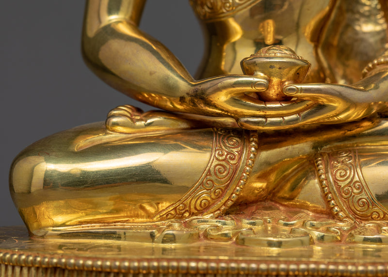 Seated Buddha Amitabha Statue | 24k Gold Gilded Art