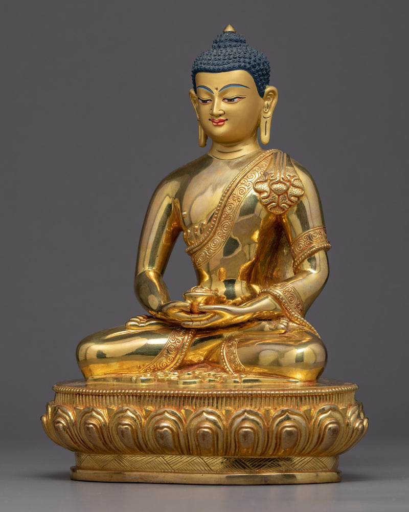 Seated Buddha Amitabha Statue | 24k Gold Gilded Art