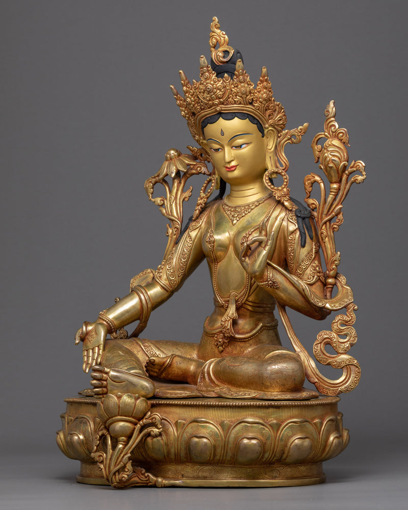 Tibetan Sgrol-ljang Statue | Green Tara Buddist Deity