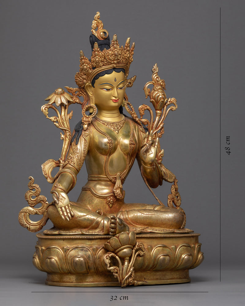 Tibetan Sgrol-ljang Statue | Green Tara Buddist Deity