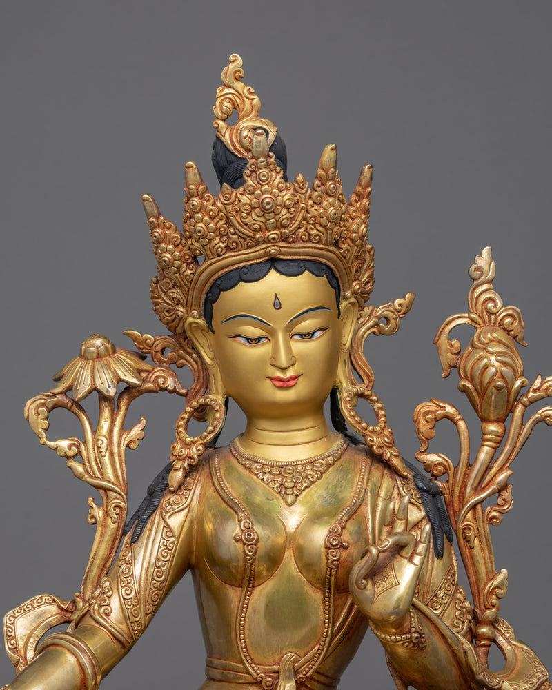 Tibetan Sgrol-ljang Statue | Green Tara Buddist Deity