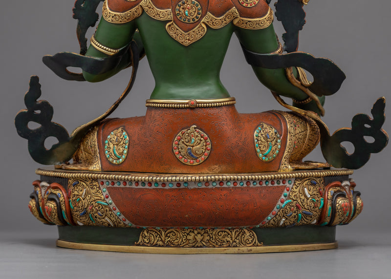 Tibetan Statue Green Tara | Traditionally Hand-Carved Artwork