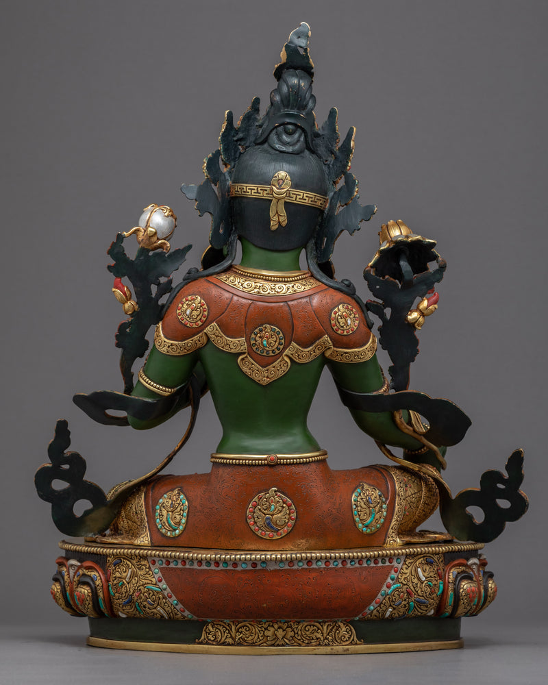 Tibetan Statue Green Tara | Traditionally Hand-Carved Artwork