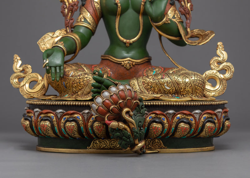 Tibetan Statue Green Tara | Traditionally Hand-Carved Artwork