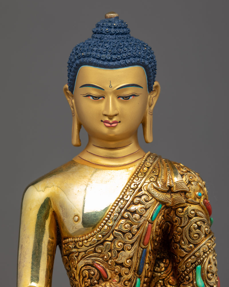 Tibetan Shakyamuni Buddha Sculpture | Hand-Carved Buddhist Statue