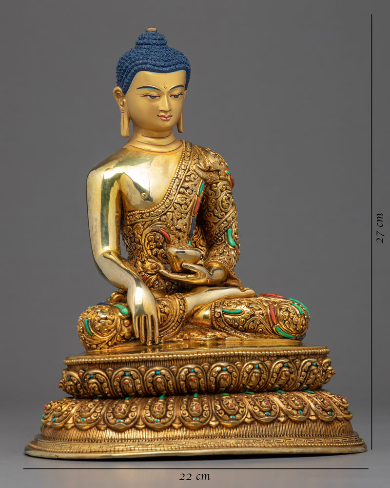 Tibetan Shakyamuni Buddha Sculpture | Hand-Carved Buddhist Statue