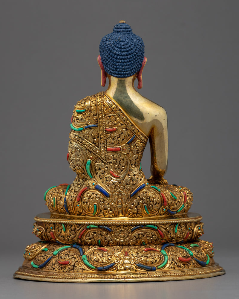 Tibetan Shakyamuni Buddha Sculpture | Hand-Carved Buddhist Statue