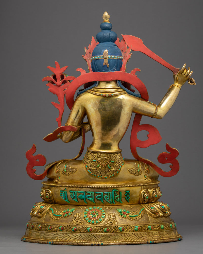 Tibetan Manjushri Gold Statue | Himalayan Art of Nepal