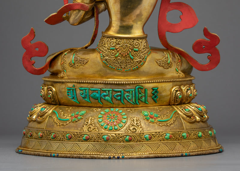 Tibetan Manjushri Gold Statue | Himalayan Art of Nepal