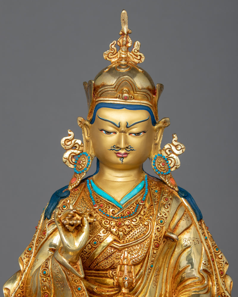 Padmasambhava Guru Rinpoche Sculpture | Intricately Carved Tibetan Figurine