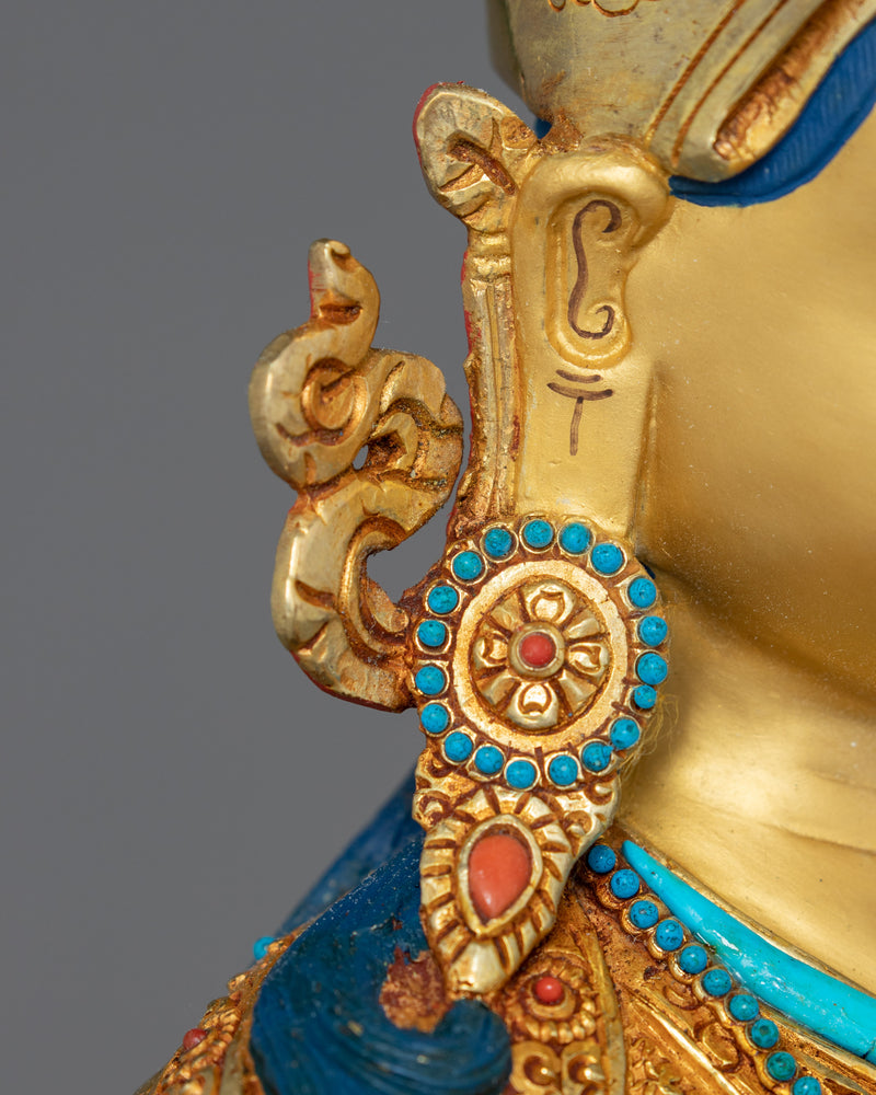 Padmasambhava Guru Rinpoche Sculpture | Intricately Carved Tibetan Figurine