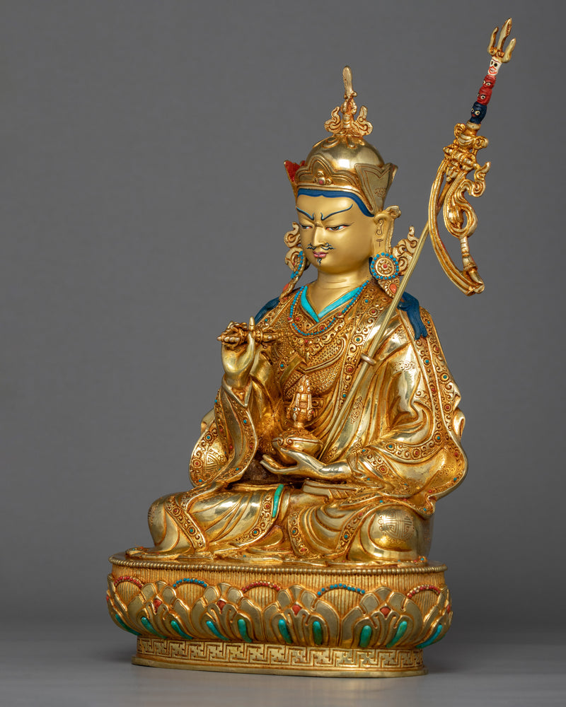 Padmasambhava Guru Rinpoche Sculpture | Intricately Carved Tibetan Figurine