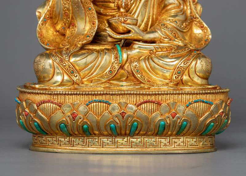 Padmasambhava Guru Rinpoche Sculpture | Intricately Carved Tibetan Figurine