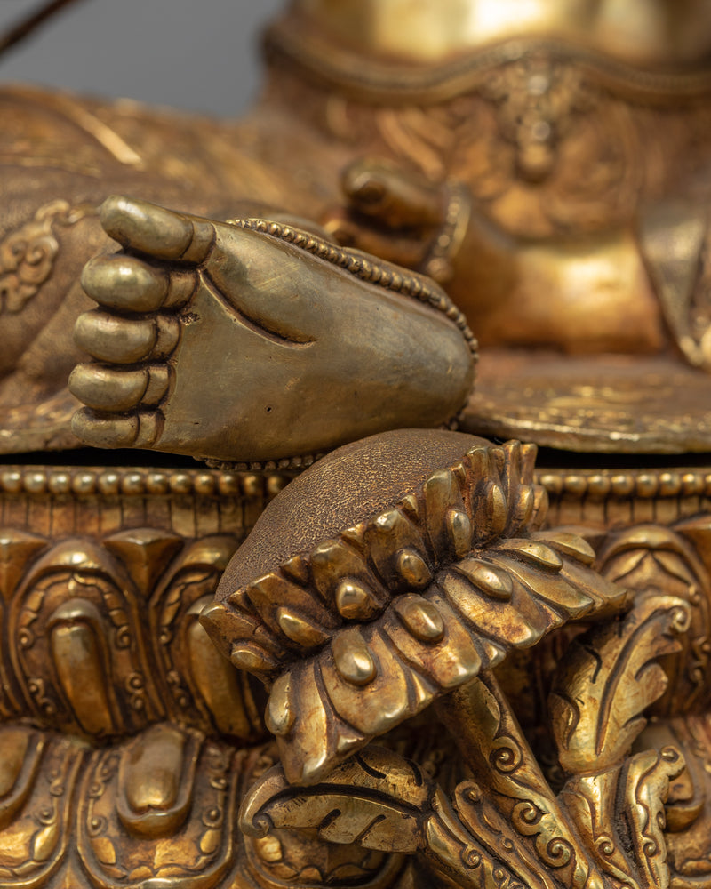 Green Tara Gold Plated Statue | Female Buddha of Compassion