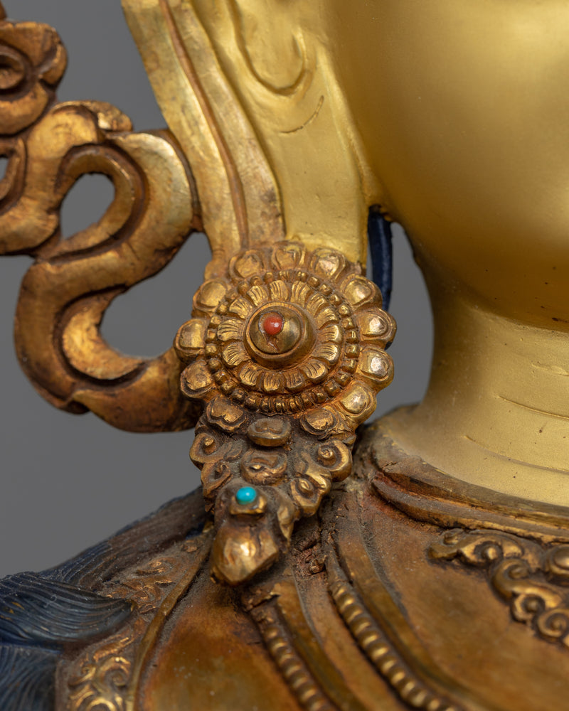 Green Tara Gold Plated Statue | Female Buddha of Compassion