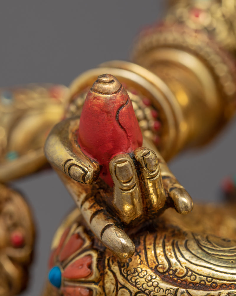 Wealth Deity Dzambhala Gold Sculpture | Traditional Himalayan Art