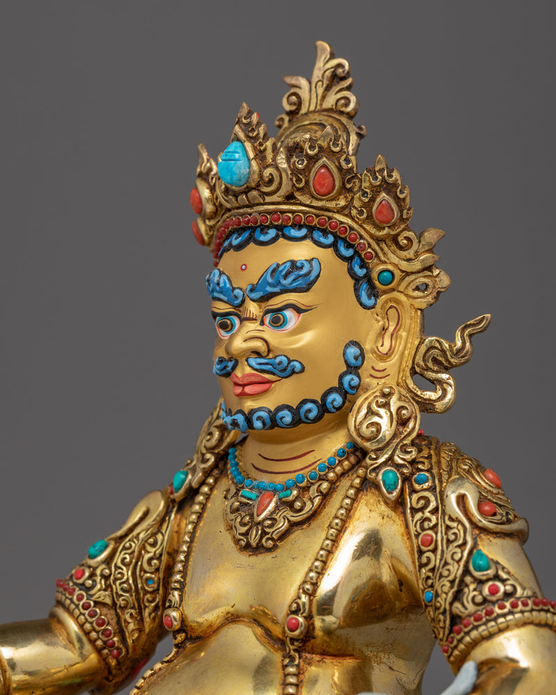 Wealth Deity Dzambhala Gold Sculpture | Traditional Himalayan Art