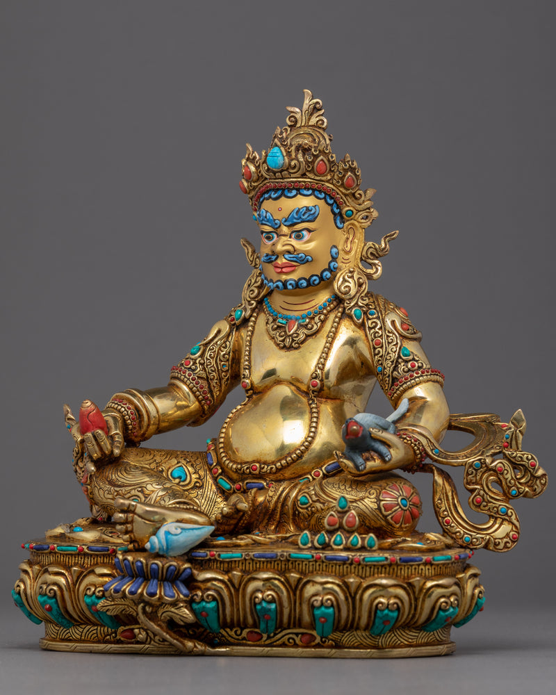 Wealth Deity Dzambhala Gold Sculpture | Traditional Himalayan Art