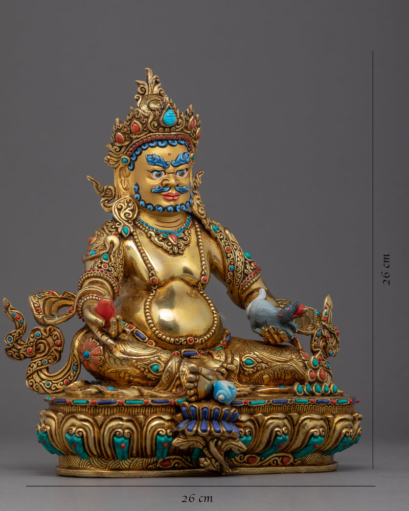 Wealth Deity Dzambhala Gold Sculpture | Traditional Himalayan Art