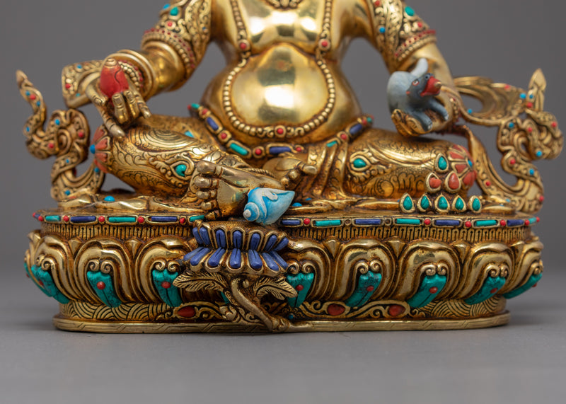 Wealth Deity Dzambhala Gold Sculpture | Traditional Himalayan Art