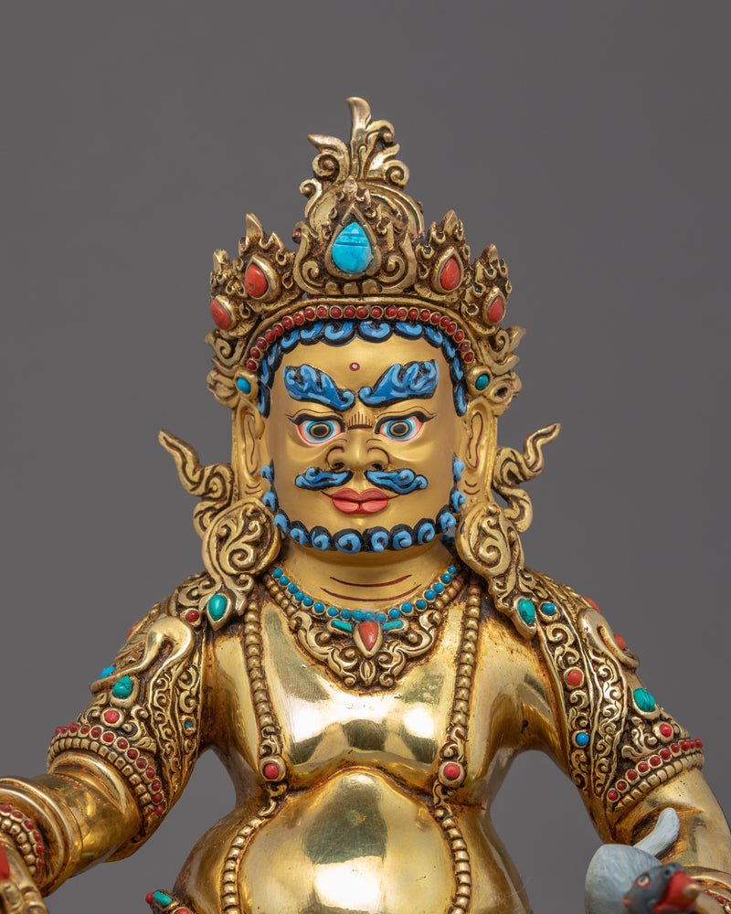 Wealth Deity Dzambhala Gold Sculpture | Traditional Himalayan Art