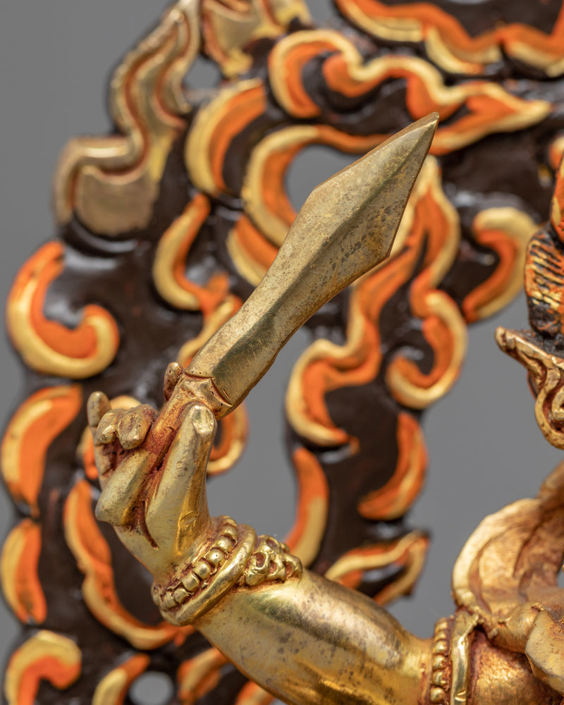 4 Armed Mahakala | 24K Gold Hand Carved Statue