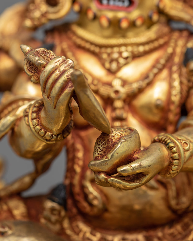 4 Armed Mahakala | 24K Gold Hand Carved Statue