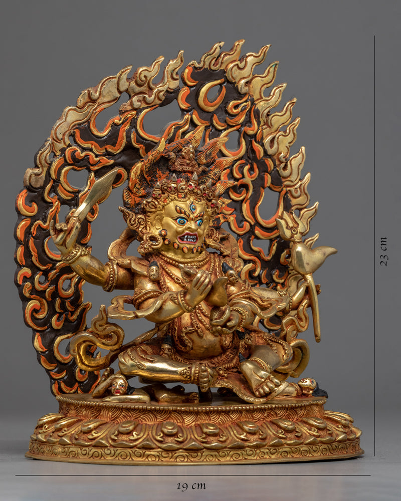 4 Armed Mahakala | 24K Gold Hand Carved Statue