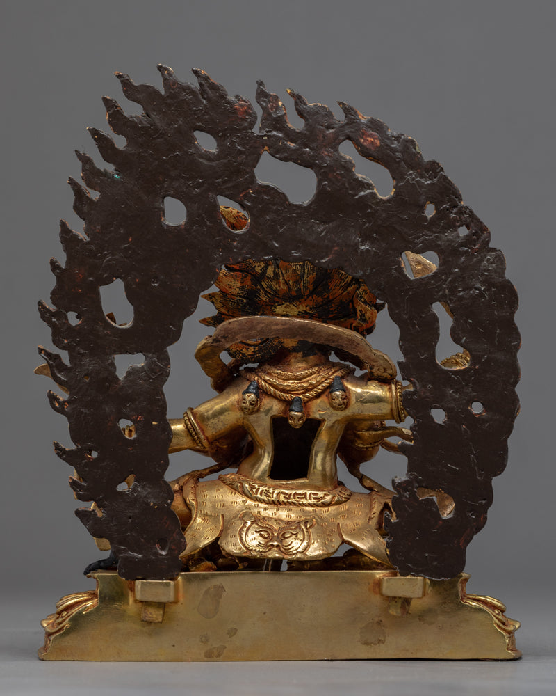 4 Armed Mahakala | 24K Gold Hand Carved Statue