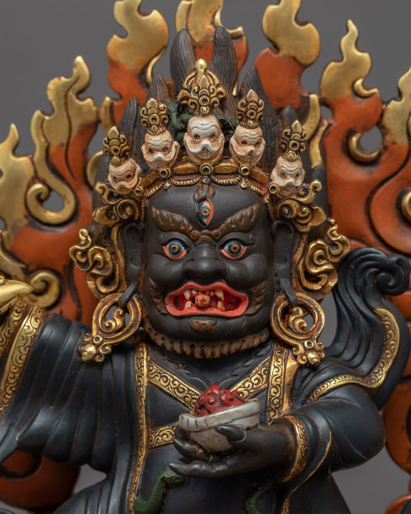 Mahakala Bernagchen Statue | Rare Gold Plated Sculpture