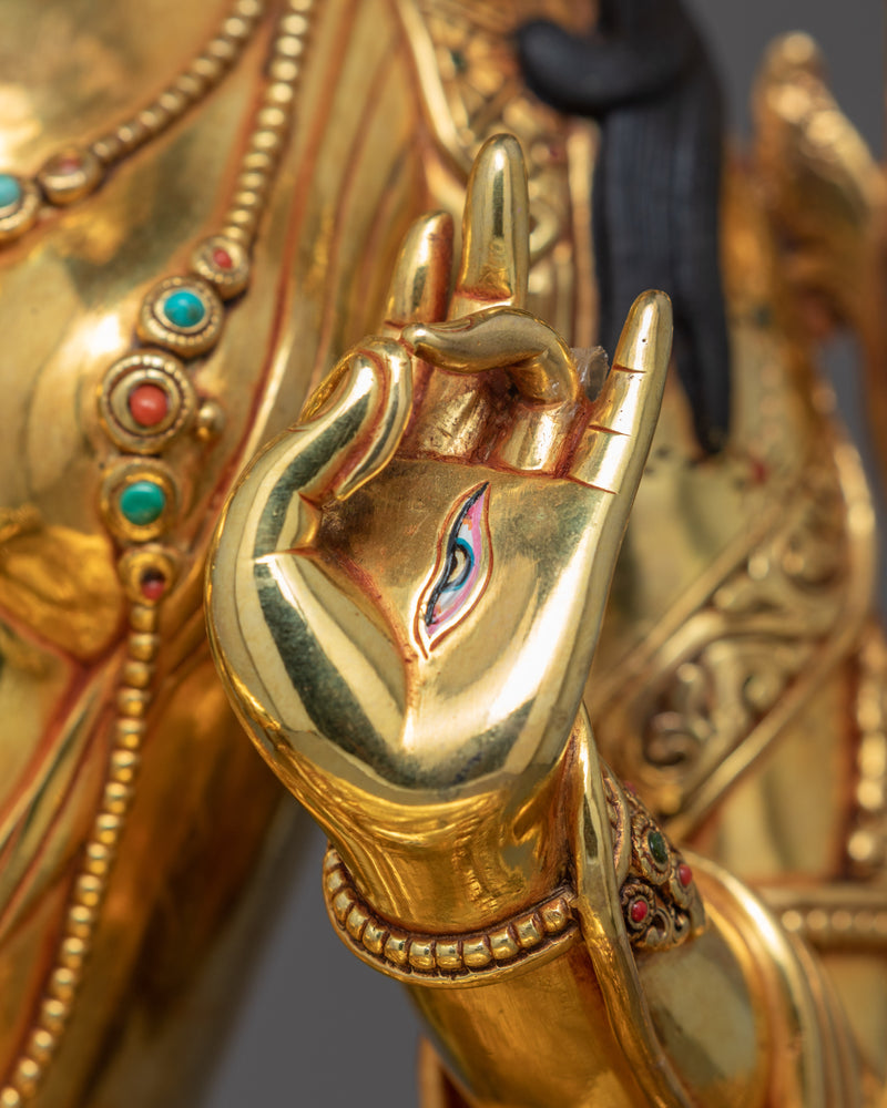 White Tara Healing Deity Statue | Gold Plated Artwork of Nepal