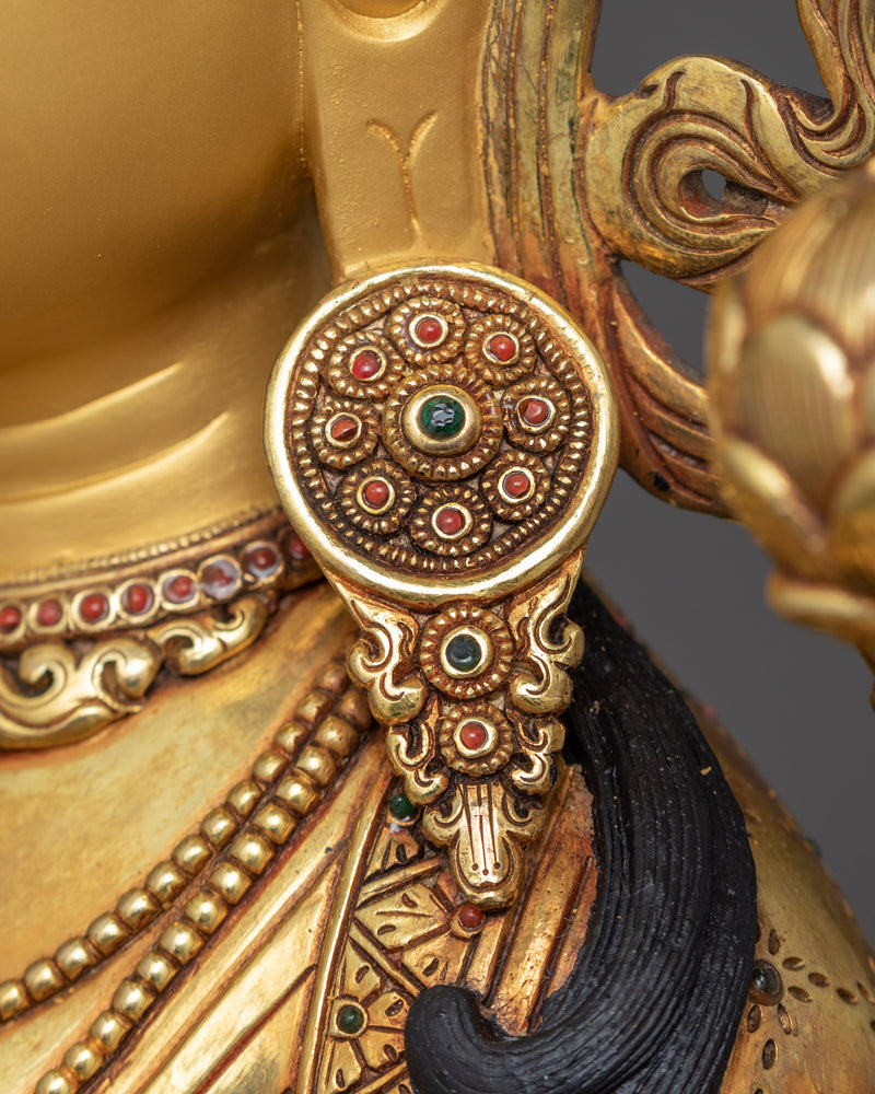 White Tara Healing Deity Statue | Gold Plated Artwork of Nepal