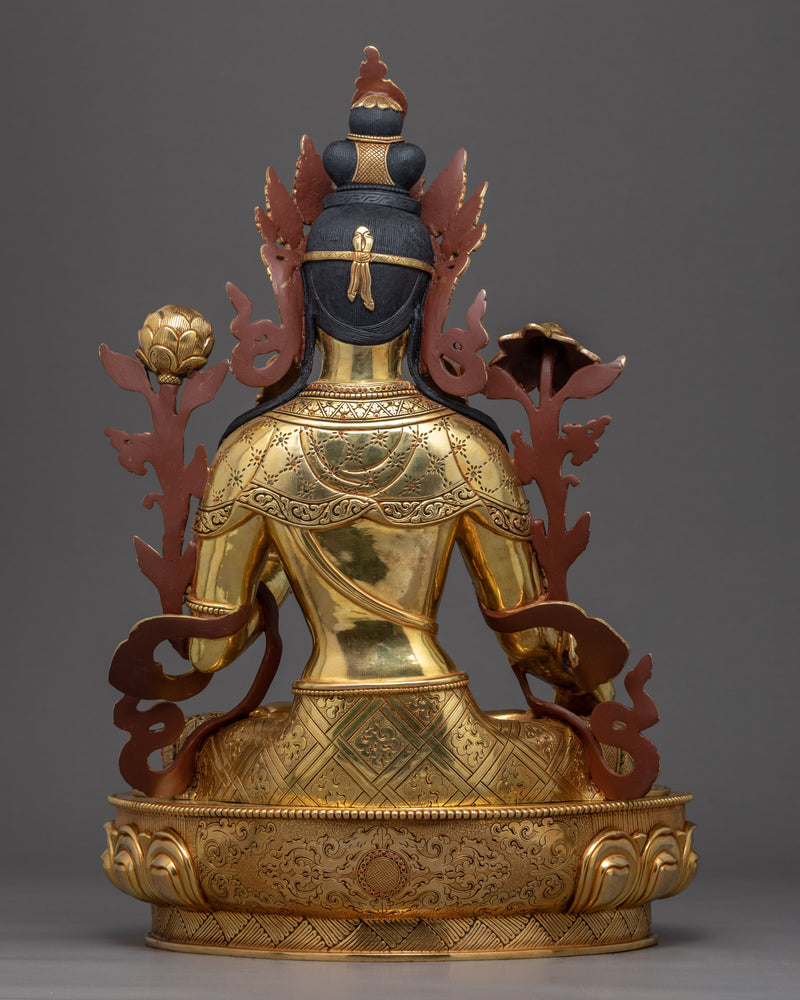 White Tara Healing Deity Statue | Gold Plated Artwork of Nepal