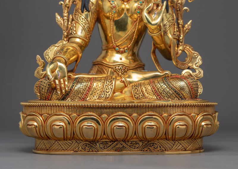 White Tara Healing Deity Statue | Gold Plated Artwork of Nepal